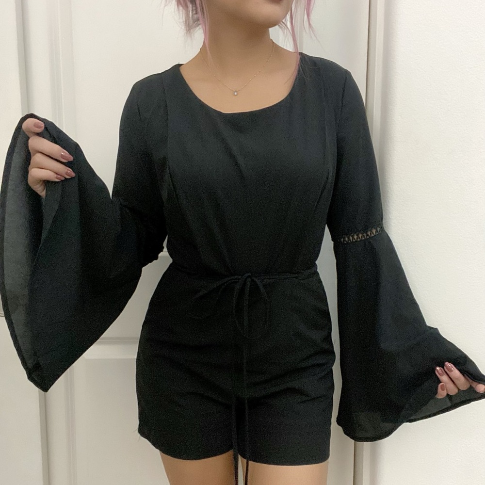 Black Long-sleeve Romper